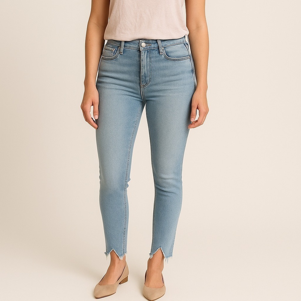 Pistola Shark Bite Raw Hem Light Wash Skinny Ankle High Rise 27 Biker Grunge